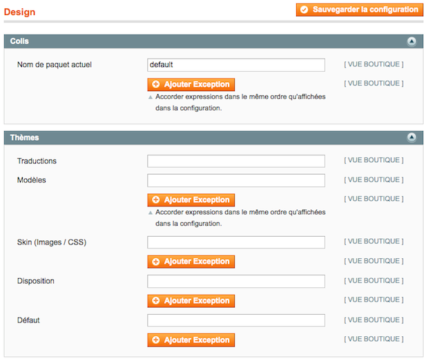 Configuration par défaut